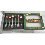 Set 6 Tacamuri, Flippy, Tema Craciun, 3 Linguri + 3 Furculite, cu Figurine, din Otel Inoxidabil, Cutie Cadou, 19 x 22 x 2.2 cm, Argintiu - vivimall.ro