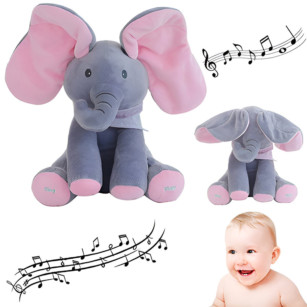 Elefantel interactiv muzical copii | PeekyBoo - vivimall.ro