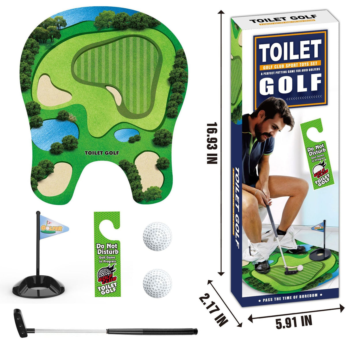 Covoras de Baie, Vivimall, Model Teren de Golf, Interactiv, +14 Ani, din PVC, 80 x 69 cm, Verde - vivimall.ro