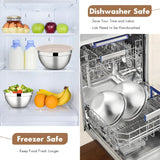 Set 6 Boluri pentru Mixare si Depozitare, Flippy, Inox Premium , Capace Ermetice, 3 Accesorii Razuire si Feliere, Interior Gradat, Design Nestable, Argintiu - vivimall.ro