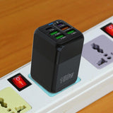 Incarcator Multifunctional, Vivimall®, 6 Porturi (2 x PD Type C + 4 USB), 150 W, 5V, 2.4A, Incarcare Rapida, 4.4 x 4.4 x 11 cm, Negru - vivimall.ro