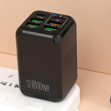 Incarcator Multifunctional, Vivimall®, 6 Porturi (2 x PD Type C + 4 USB), 150 W, 5V, 2.4A, Incarcare Rapida, 4.4 x 4.4 x 11 cm, Negru - vivimall.ro