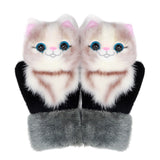 Manusi de Plus pentru Copii, Vivimall, de Iarna, Groase, Moi, Calduroase, Model Animat Pisica Crem - vivimall.ro