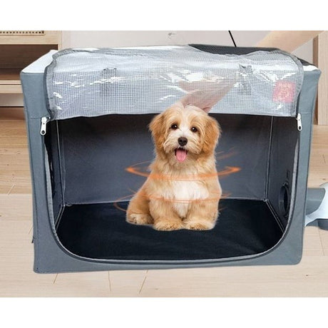 Cusca Animale pentru Uscare Blana, Vivimall, din Textil, Fereastra Transparenta, 53 x 36 x 42 cm, Maro - vivimall.ro