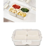 Cutie Alimentara Multifunctionala, Pentru Condimente, Gustari, Inchidere Etans, Cu Capac Si Maner, 4 Compartimente, 25 X 8 X 18 Cm, Alb - vivimall.ro