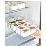 Cutie Alimentara Multifunctionala, Vivimall, pentru Condimente, Gustari,  Inchidere Etans, cu Capac si Maner, 8 Compartimente, 32 x 8 x 25 cm, Alb - vivimall.ro