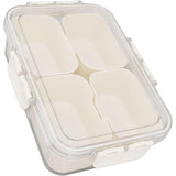 Cutie Alimentara Multifunctionala, Vivimall, pentru Condimente, Gustari,  Inchidere Etans, cu Capac si Maner, 4 Compartimente, 25 x 8 x 18 cm, Alb - vivimall.ro