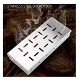 Cutie de afumator pentru gratar Vivimall, Inox, 9.6x4.4x22.2 cm, Argintiu - vivimall.ro