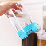 Cutie de Depozitare Alimente, Vivimall, 0.8L, Capac Albastru, din PP+PET, Inchidere Ermetica, 10 x 10 x 15.5 cm, Transparent - vivimall.ro