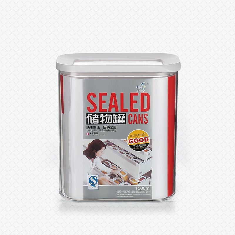 Cutie De Depozitare Alimente, 1.5L, Capac Alb, Din Abs+Silicon, 14.5 X 9 X 16.7 Cm, Transparent - vivimall.ro