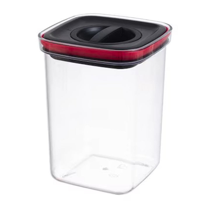Cutie De Depozitare Alimente, Cutie De Tip Container, Recipient Pentru Cereale In Bucatarie, 11.5 X 11.5 X 15 Cm, Volum 1200 Ml, Transparenta Cu Capac Negru - vivimall.ro