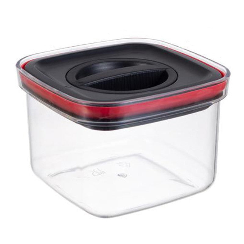 Cutie De Depozitare Alimente, Cutie De Tip Container, Recipient Pentru Cereale In Bucatarie, S 11.5 X 11.5 X 8 Cm, Volum 600 Ml, Transparenta Cu Capac Negru - vivimall.ro