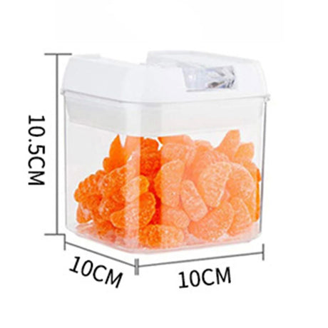 Cutie De Depozitare Alimente, Cutie De Depozitare Tip Container Pentru Bucatarie, Cu Capac, Inchidere Ermetica, Cutie Pentru Cereale, 10.5 X 10 X 10 Cm, Volum 0.5 L, Alb - vivimall.ro
