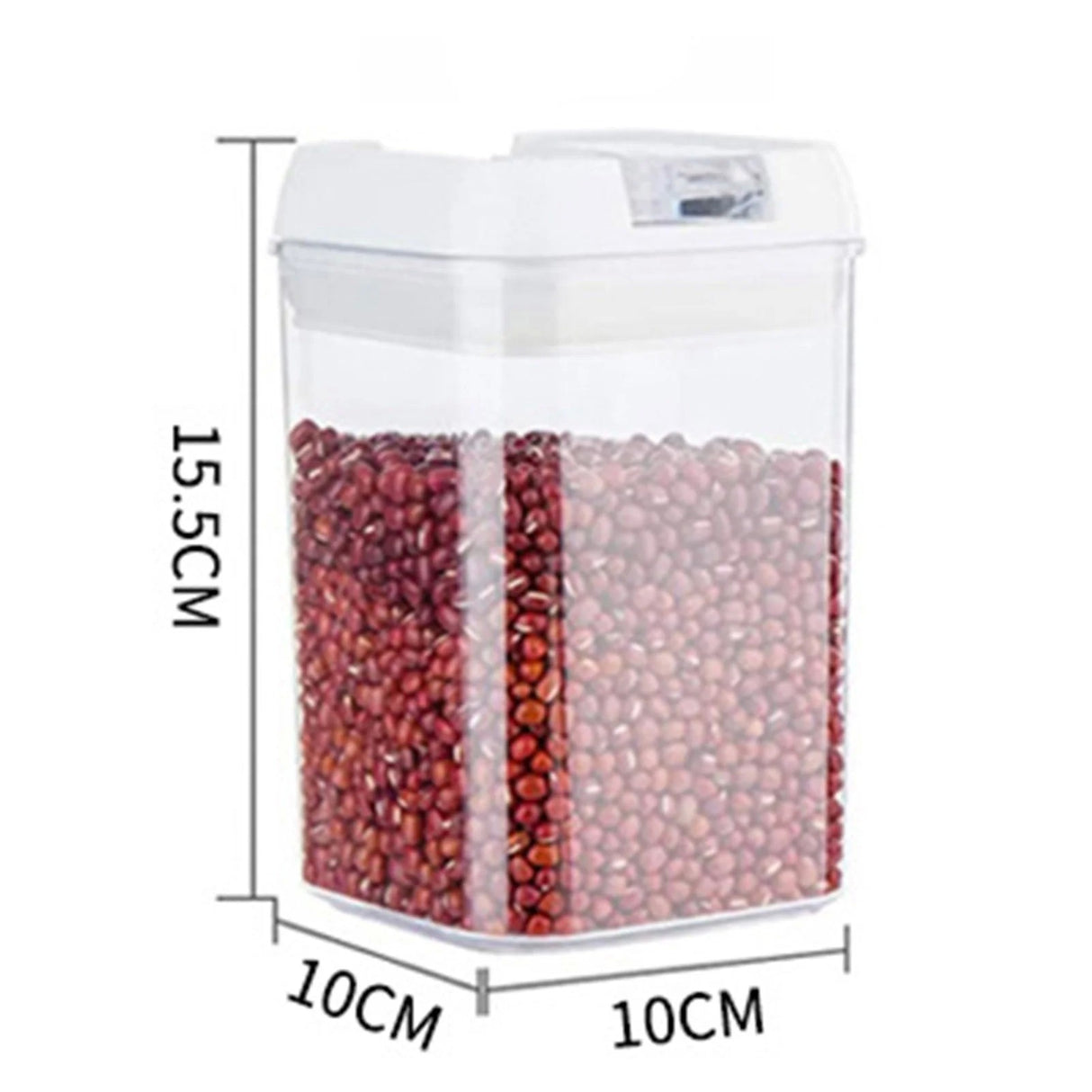 Cutie de Depozitare Alimente, Vivimall, Cutie de Depozitare tip Container pentru Bucatarie, cu Capac, Inchidere Ermetica, Cutie pentru Cereale, 15.5 x 10 x 10 cm, volum 0.8 L, Alb - vivimall.ro