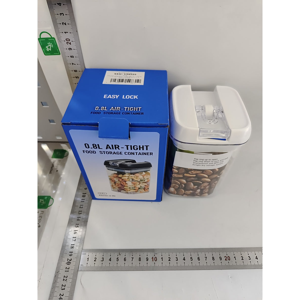 Cutie de Depozitare Alimente, Vivimall, Cutie de Depozitare tip Container pentru Bucatarie, cu Capac, Inchidere Ermetica, Cutie pentru Cereale, 15.5 x 10 x 10 cm, volum 0.8 L, Alb - vivimall.ro