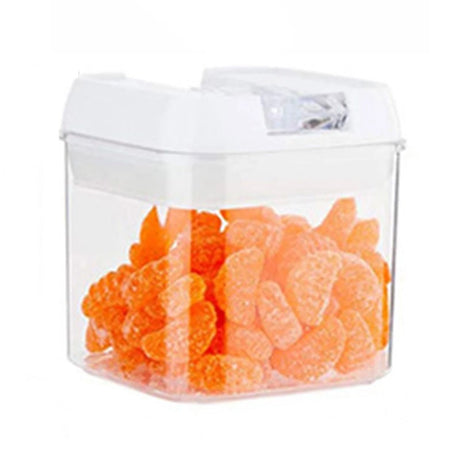 Cutie De Depozitare Alimente, Cutie De Depozitare Tip Container Pentru Bucatarie, Cu Capac, Inchidere Ermetica, Cutie Pentru Cereale, 10.5 X 10 X 10 Cm, Volum 0.5 L, Alb - vivimall.ro
