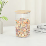 Cutie De Depozitare Alimente, Cutie De Tip Container, Cutie Pentru Cereale, Din Plastic, Capac Din Bambuc, 10 X, Volum 1.2L, Transparent - vivimall.ro