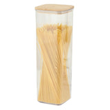 Cutie De Depozitare Alimente, Cutie De Tip Container, Cutie Pentru Cereale, Din Plastic, Capac Din Bambuc, 10 X, Volum 1.2L, Transparent - vivimall.ro