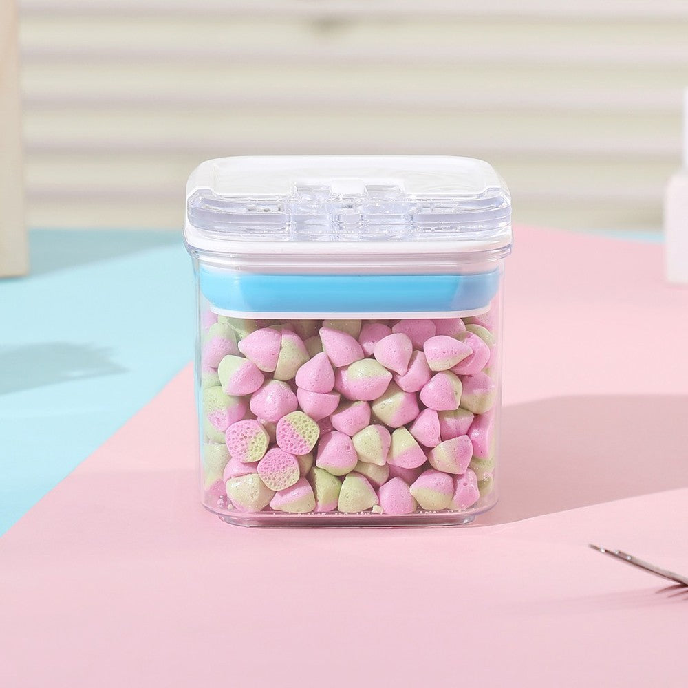 Cutie de Depozitare Alimente, Vivimall, Cutie de tip Container pentru Bucatarie, Cutie pentru Condimente, din PET ABS Silicon, 10 x 10 x 10.5 cm, 250 g, 0.5L Transparenta - vivimall.ro