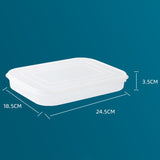 Cutie de depozitare de uz casnic, Vivimall, Caserola pentru Frigider, Rezistenta la umiditate, Rezervor Sigilat pentru Depozitare Alimentara, 24.5 x 18.5 x 3.5cm, Alb Transparent - vivimall.ro