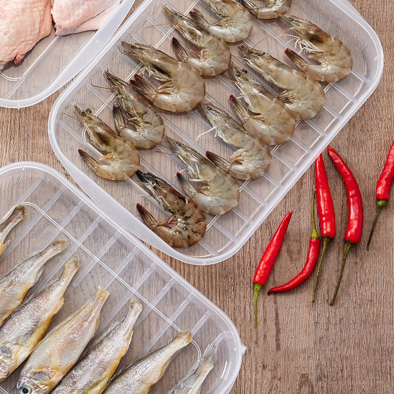 Cutie de depozitare de uz casnic, Vivimall, Caserola pentru Frigider, Rezistenta la umiditate, Rezervor Sigilat pentru Depozitare Alimentara, 24.5 x 18.5 x 3.5cm, Alb Transparent - vivimall.ro