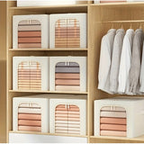 Cutie de Depozitare, Vivimall, 49L, din In si Bumbac, Pliabila, Cadru din Otel, 47 x 35 x 30 cm, Kaki - vivimall.ro