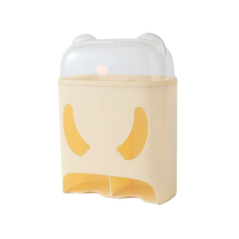 Cutie de Depozitare, Vivimall, Montare Perete, Adeziv, Fara Perfoare, din ABS, Model Urs, 18 x 11 x 25 cm, Crem - vivimall.ro