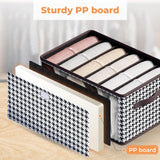 Cutie De Depozitare, Vivimall, Pentru Haine, Lenjerie, Sosete Si Sutiene, Material Textil, 6 Compartimente, 44x30x20 cm, Culoare Alb-Negru - vivimall.ro