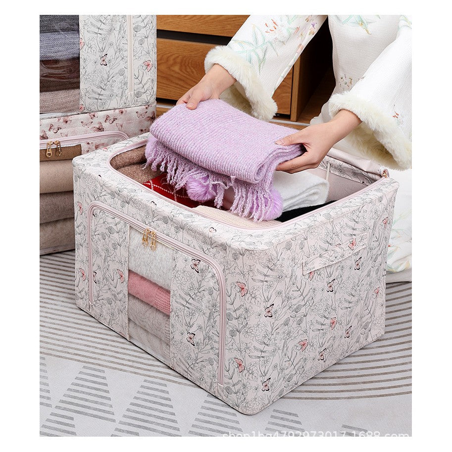 Cutie Depozitare, 66L, Din Material Textil, Pentru Haine Si Lenjerii, Model Fluturasi