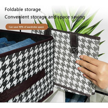 Cutie De Depozitare, Vivimall, Pentru Haine, Lenjerie, Sosete Si Sutiene, Material Textil, 7 Compartimente, 44x30x20 cm, Culoare Alb-Negru - vivimall.ro