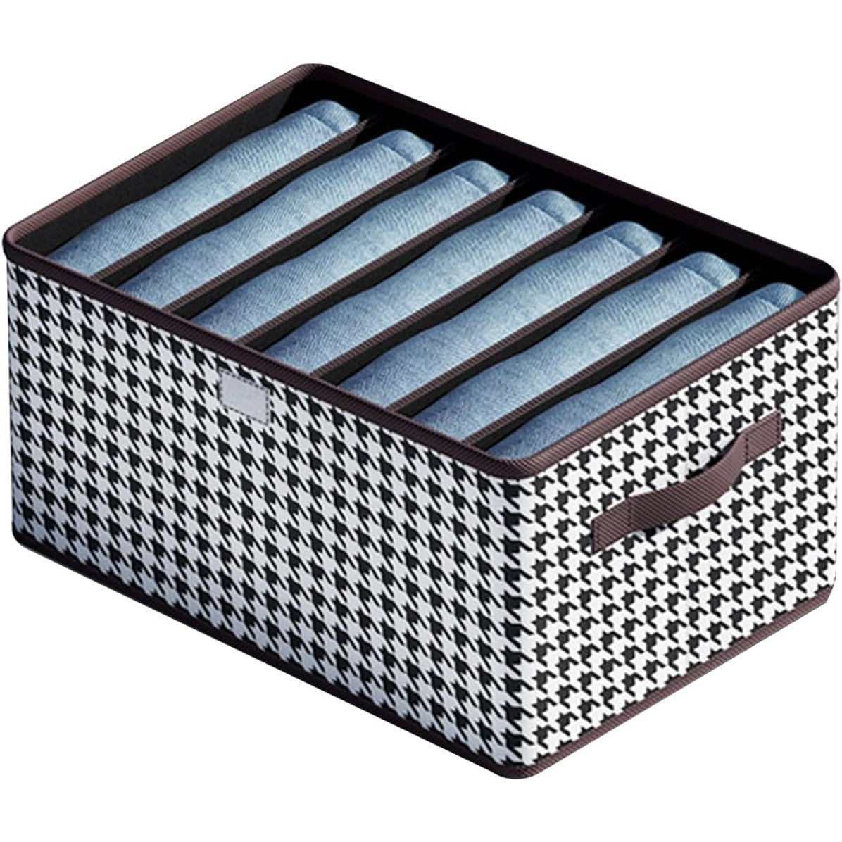 Cutie De Depozitare, Vivimall, Pentru Haine, Lenjerie, Sosete Si Sutiene, Material Textil, 7 Compartimente, 44x30x20 cm, Culoare Alb-Negru - vivimall.ro