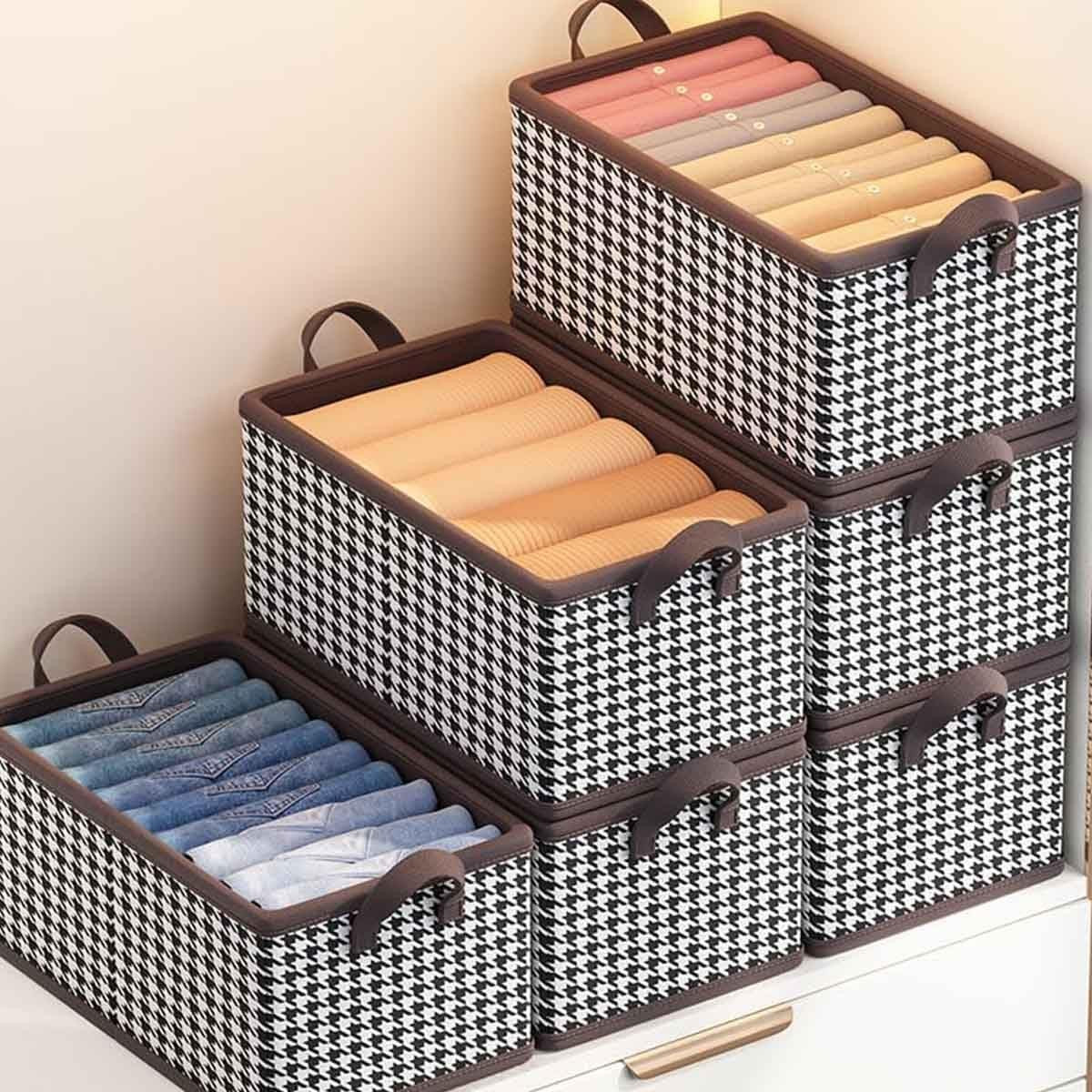 Cutie De Depozitare,  Pentru Haine, Lenjerie, Sosete Si Sutiene, Material Textil, 9 Compartimente, 44x30x20 cm, Culoare Alb-Negru - vivimall.ro