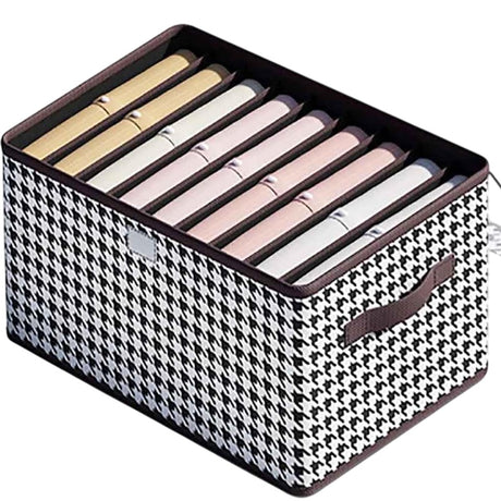 Cutie De Depozitare, Vivimall, Pentru Haine, Lenjerie, Sosete Si Sutiene, Material Textil, 9 Compartimente, 44x30x20 cm, Culoare Alb-Negru - vivimall.ro