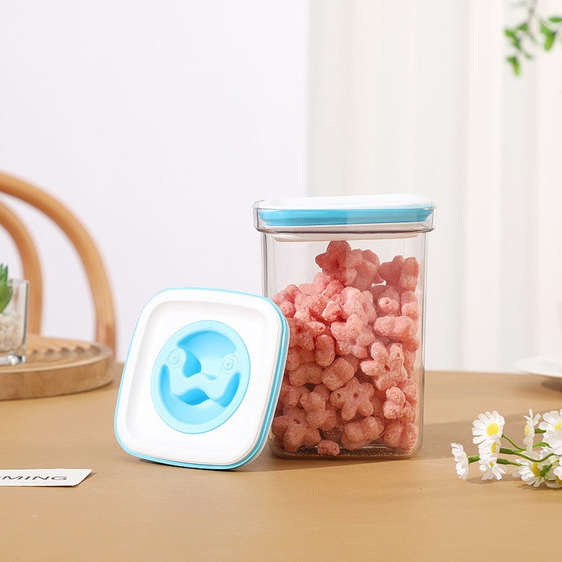 Cutie de Depozitare pentru Bucatarie, Vivimall, 1.3L, din ABS+PET+Silicon, Capac Alb/Albastru, 11.5 x 15 x 8 cm, Transparent - vivimall.ro