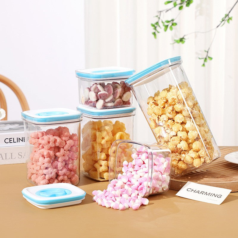 Cutie de Depozitare pentru Bucatarie, Vivimall, 2L, din ABS+PET+Silicon, Capac Alb/Albastru, 11.5 x 23 x 8 cm, Transparent - vivimall.ro