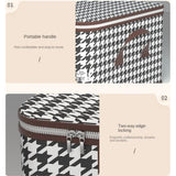 Cutie de Depozitare Pliabila,  55x35x25 cm, 50 L, Fereastra Frontala, cu Fermoar Bidirectional, Suport Baza Stabil, Imprimeu in Carouri, Alb/Negru - vivimall.ro