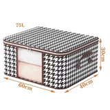 Cutie de Depozitare Pliabila,  55x35x25 cm, 50 L, Fereastra Frontala, cu Fermoar Bidirectional, Suport Baza Stabil, Imprimeu in Carouri, Alb/Negru - vivimall.ro
