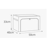 Cutie de Depozitare Pliabila, Vivimall, 66 L, din Bumbac si In, 50x40x33 cm, Fereastra Frontala, 2 Usi de Acces cu Fermoar Bidirectional, Cadru Metalic, Suport Baza Stabil din Plastic, Bleu - vivimall.ro