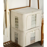 Cutie de Depozitare Pliabila, Vivimall, Cu Fereastra si Fermoar Dublu, 66 L, Textil Premium, 50x40x33 cm, Cadru Metalic, Impermeabila, Alb Texturat - vivimall.ro