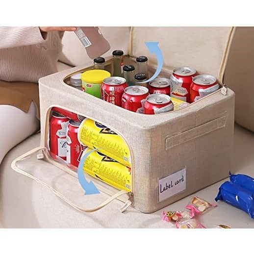 Cutie de depozitare pliabila, Vivimall, Cu fermoar, 66 L, Textil, 50x40x33 cm, Cadru Metalic, Suport Baza Stabil din Plastic, Crem - vivimall.ro