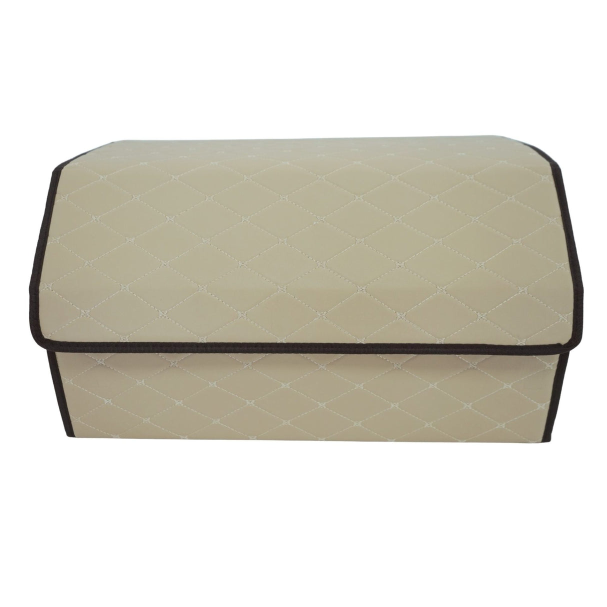 Cutie de Depozitare Auto, Flippy, Organizator Premium Portbagaj, 2 Compartimente Depozitare, Geanta Multifunctionala  din Piele Ecologica, Pliabil  si Rezistent la Uzura, Bej Deschis, 55 x 30 x 30cm - vivimall.ro