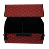 Cutie de Depozitare Auto, Flippy, Organizator Premium Portbagaj, Geanta Multifunctionala  din Piele Ecologica, 2 Compartimente Depozitare, Rezistent la Uzura si Pliabil, Bordo, 55 x 30 x 30cm - vivimall.ro