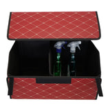 Cutie de Depozitare Auto, Flippy, Organizator Premium Portbagaj, Geanta Multifunctionala  din Piele Ecologica, 2 Compartimente Depozitare, Rezistent la Uzura si Pliabil, Bordo, 55 x 30 x 30cm - vivimall.ro