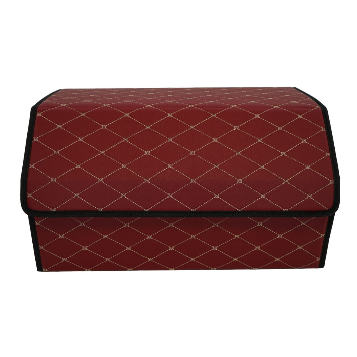 Cutie de Depozitare Auto, Flippy, Organizator Premium Portbagaj, Geanta Multifunctionala  din Piele Ecologica, 2 Compartimente Depozitare, Rezistent la Uzura si Pliabil, Bordo, 55 x 30 x 30cm - vivimall.ro