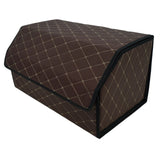 Cutie de Depozitare Auto, Flippy, Organizator Premium Portbagaj, Geanta Multifunctionala  din Piele Ecologica, Rezistent la Uzura si Pliabil, 2 Compartimente Depozitare, Maro Havana, 55 x 30 x 30cm - vivimall.ro