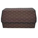 Cutie de Depozitare Auto, Flippy, Organizator Premium Portbagaj, Geanta Multifunctionala  din Piele Ecologica, Rezistent la Uzura si Pliabil, 2 Compartimente Depozitare, Maro Havana, 55 x 30 x 30cm - vivimall.ro