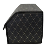 Cutie de Depozitare Auto, Flippy, Organizator Premium Portbagaj, Geanta Multifunctionala, Piele Ecologica, Pliabil  si Rezistent la Uzura, 2 Compartimente Depozitare, Pliabil  si Rezistent la Uzura, Negru/Alb, 55 x 30 x 30cm - vivimall.ro