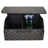 Cutie de Depozitare Auto, Flippy, Organizator Premium Portbagaj, Geanta Multifunctionala, Piele Ecologica, Pliabil  si Rezistent la Uzura, 2 Compartimente Depozitare, Pliabil  si Rezistent la Uzura, Negru/Alb, 55 x 30 x 30cm - vivimall.ro