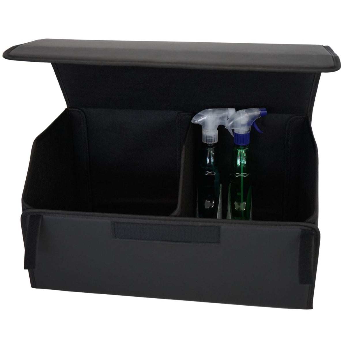 Cutie de Depozitare Auto, Flippy, Geanta Multifunctionala  din Piele Ecologica, Organizator Premium Portbagaj, 2 Compartimente Depozitare, Pliabil  si Rezistent la Uzura, Negru, 55 x 30 x 30cm - vivimall.ro