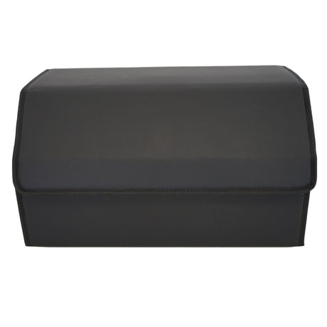 Cutie de Depozitare Auto, Flippy, Geanta Multifunctionala  din Piele Ecologica, Organizator Premium Portbagaj, 2 Compartimente Depozitare, Pliabil  si Rezistent la Uzura, Negru, 55 x 30 x 30cm - vivimall.ro